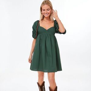 NWT Hyacinth House Tuckernuck Emerald Puff Sleeve Sasha Mini Dress Size XXL